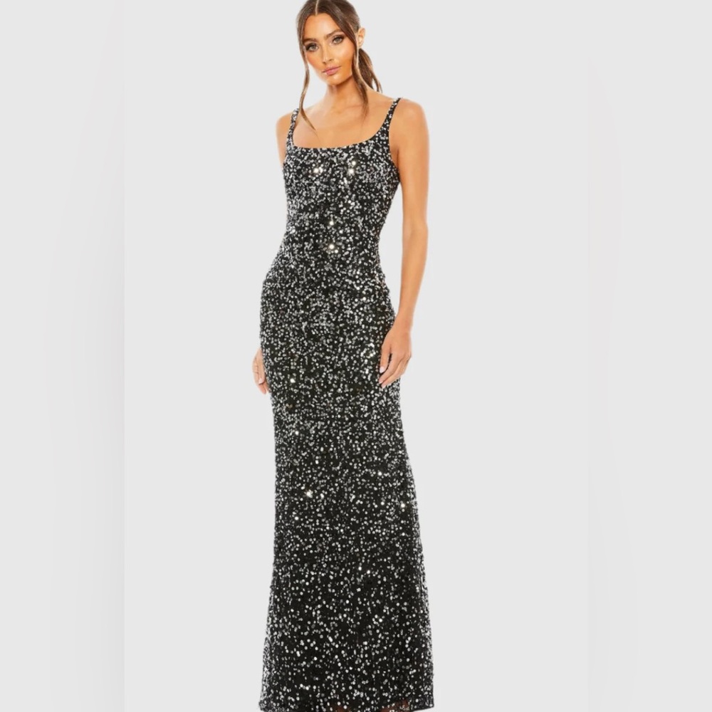 Mac Duggal Black Sequin Maxi Dress